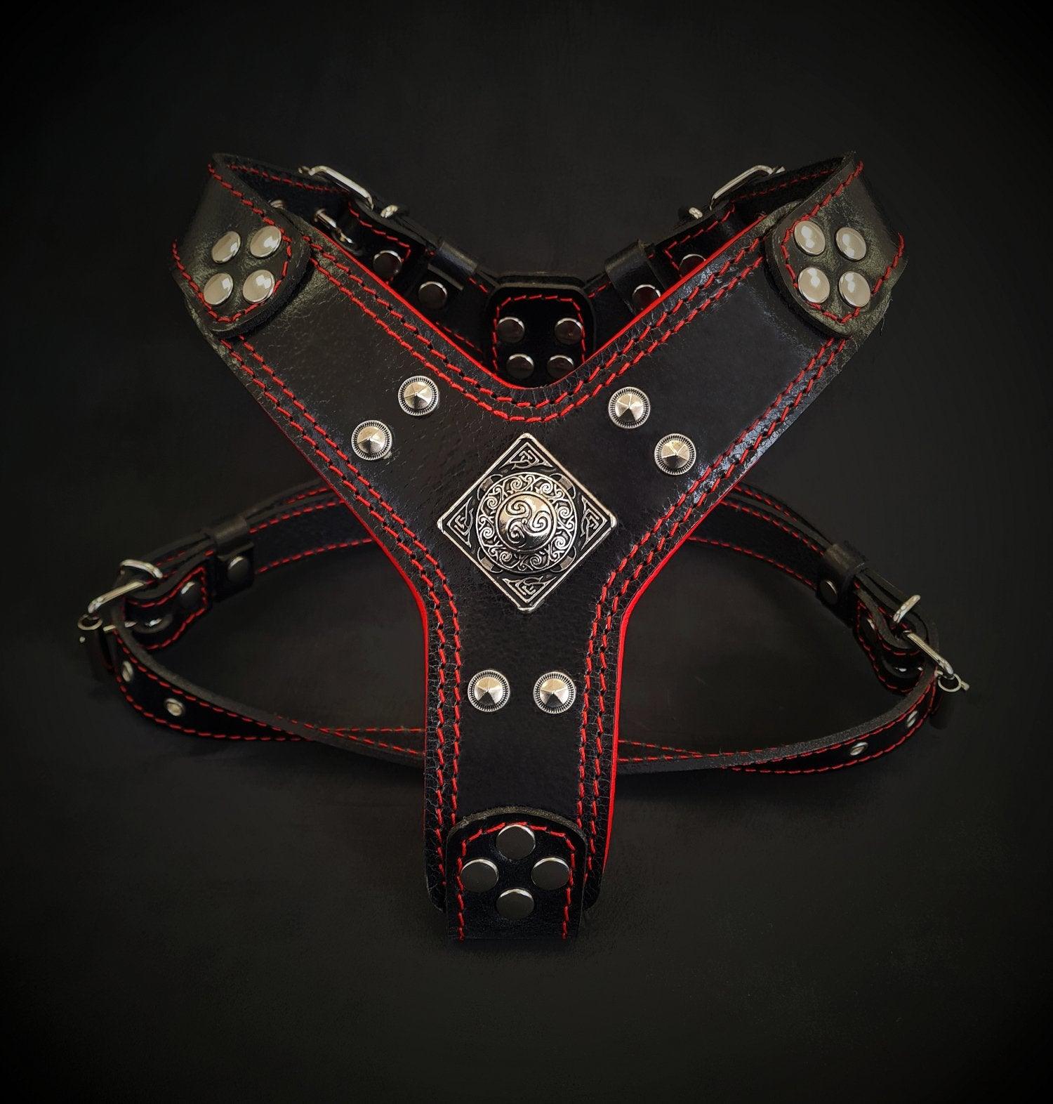 The ''Eros'' harness Black & Red Small to Medium Size – Bestia Collars