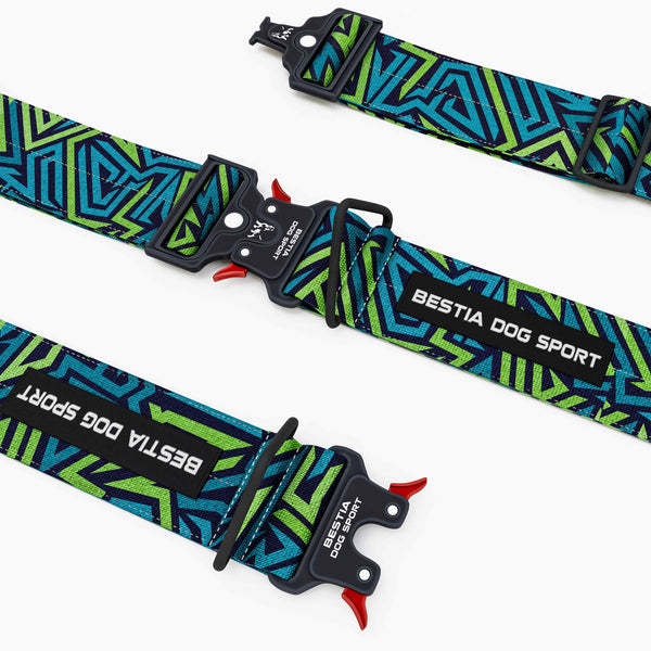 Bestia Dog Sport GripPro Print Collar - Blue&Green