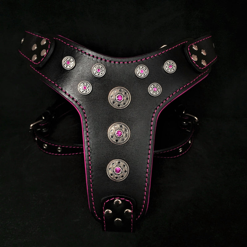 ''Bijou'' harness Black & Pink for big dogs Harnesses