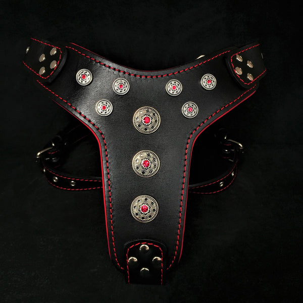 ''Bijou'' harness Black & Red for big dogs Harnesses