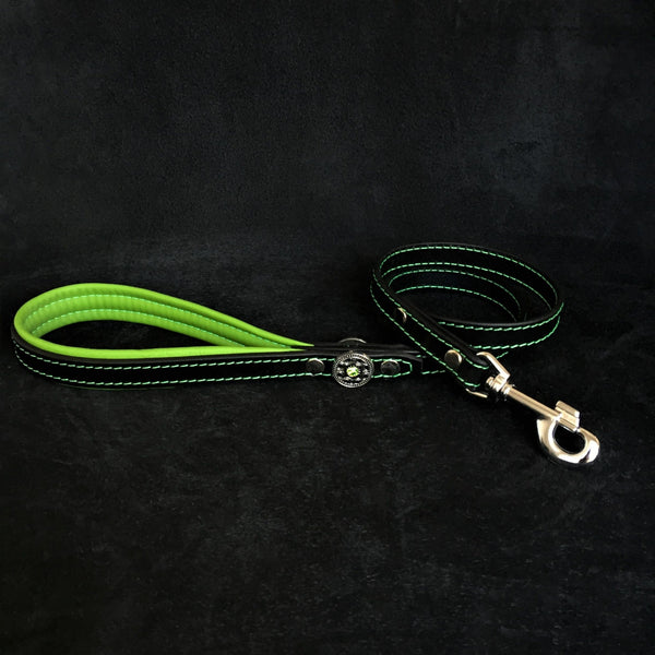 ''Bijou'' leather lead green Leads & Head Collars