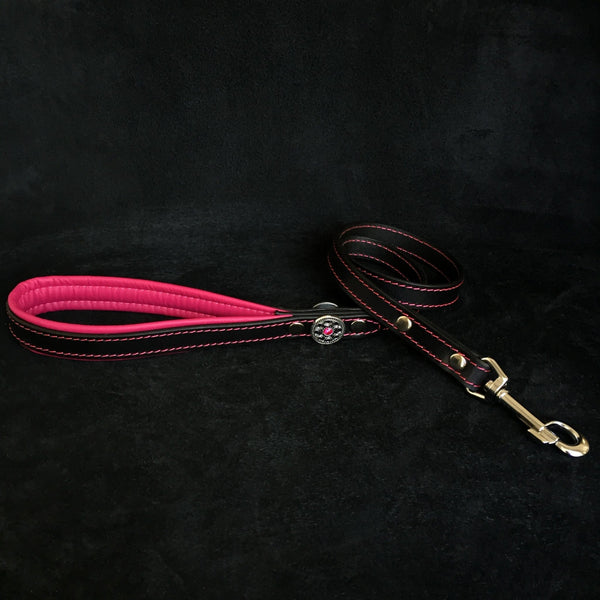 ''Bijou'' leather lead pink Leads & Head Collars