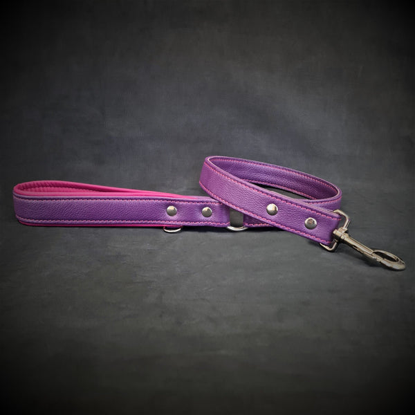 Purple soft leather dog leash Leads & Head Collars
