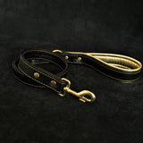 Soft leather brass plated leash Leads & Head Collars