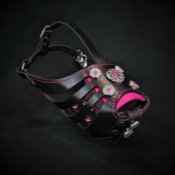 The ''Bijou'' Basket Muzzle Black & Pink Muzzles