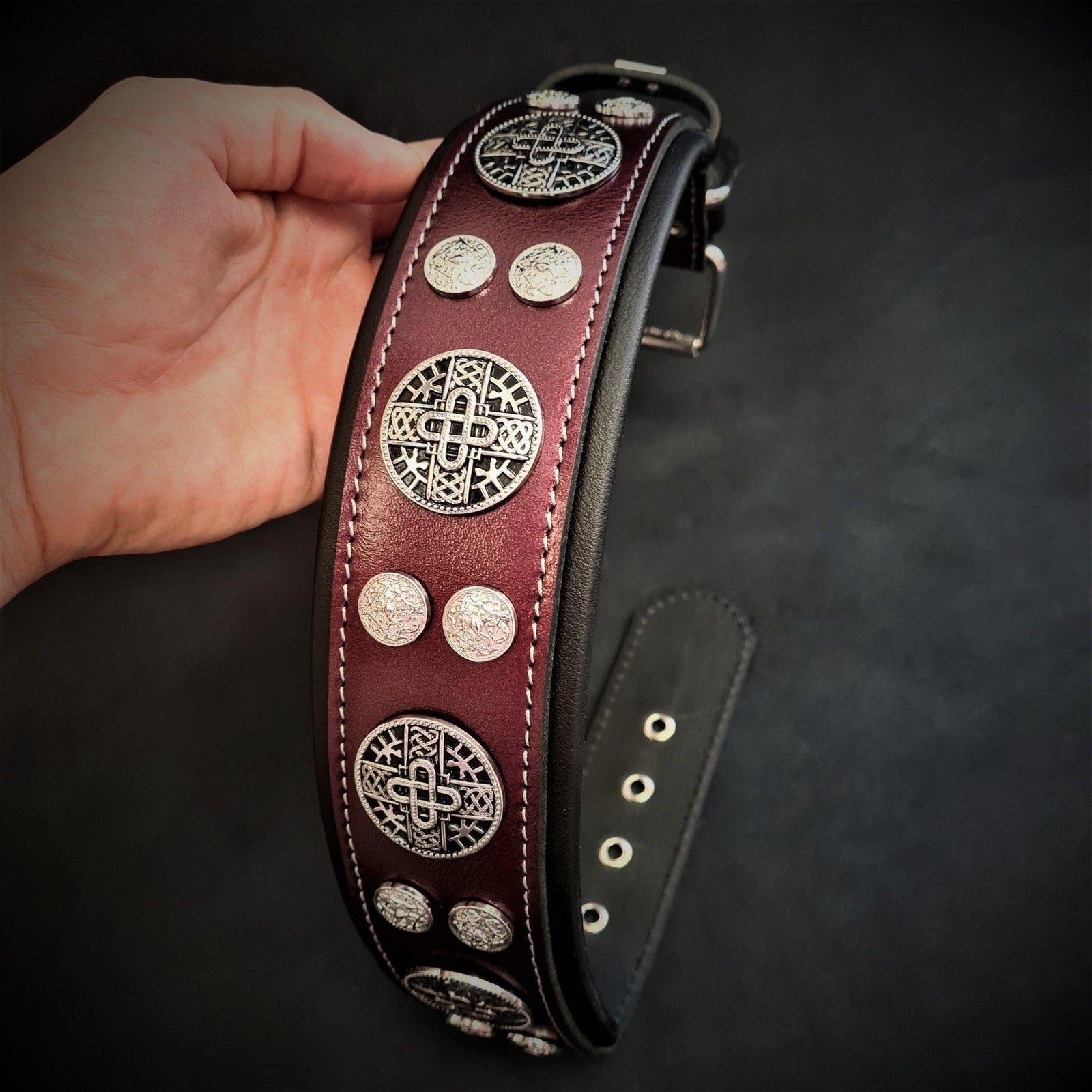 Burgundy dog collar best sale