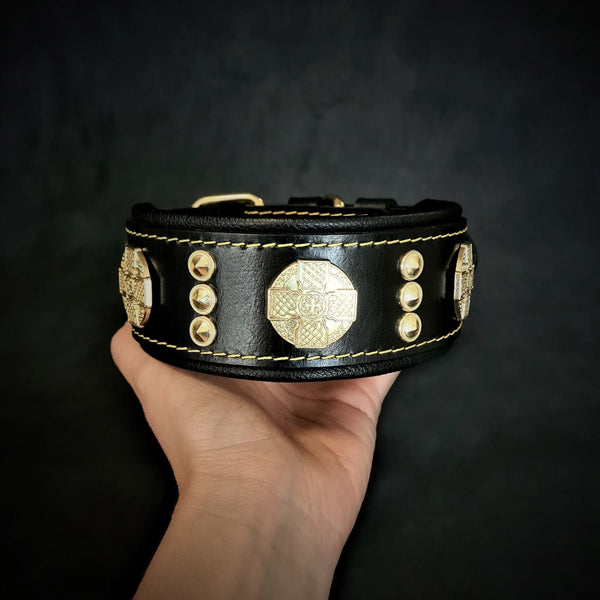 The "Maximus" collar 2 inch wide gold decoration Collars
