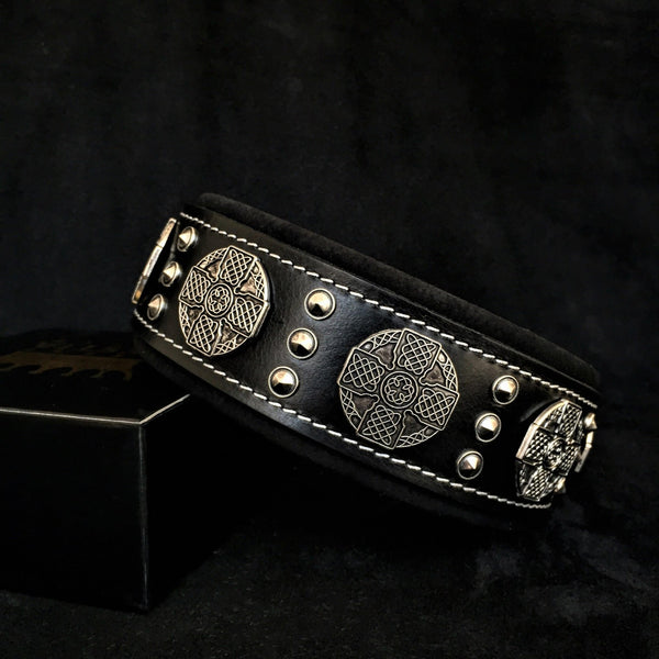 The "Maximus" collar 2.5 inch wide black & silver Collars
