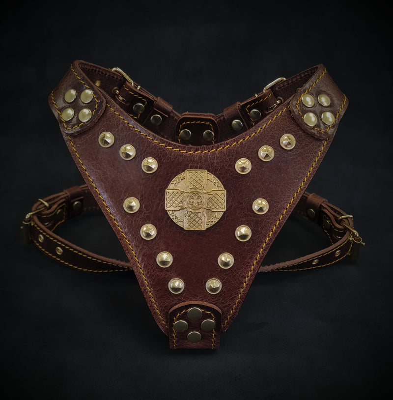 The ''Maximus'' harness Brown & Gold Small to Medium Size Harnesses